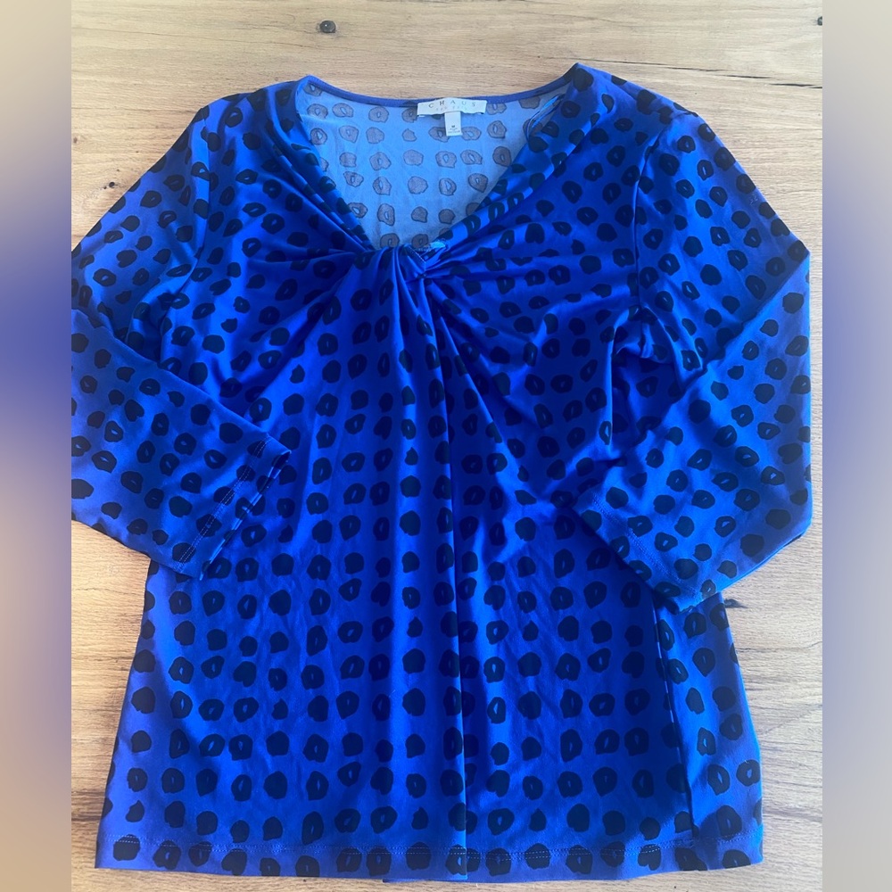 Chaus‎ Blue Ruched Tunic Blouse Women’s Medium Preloved